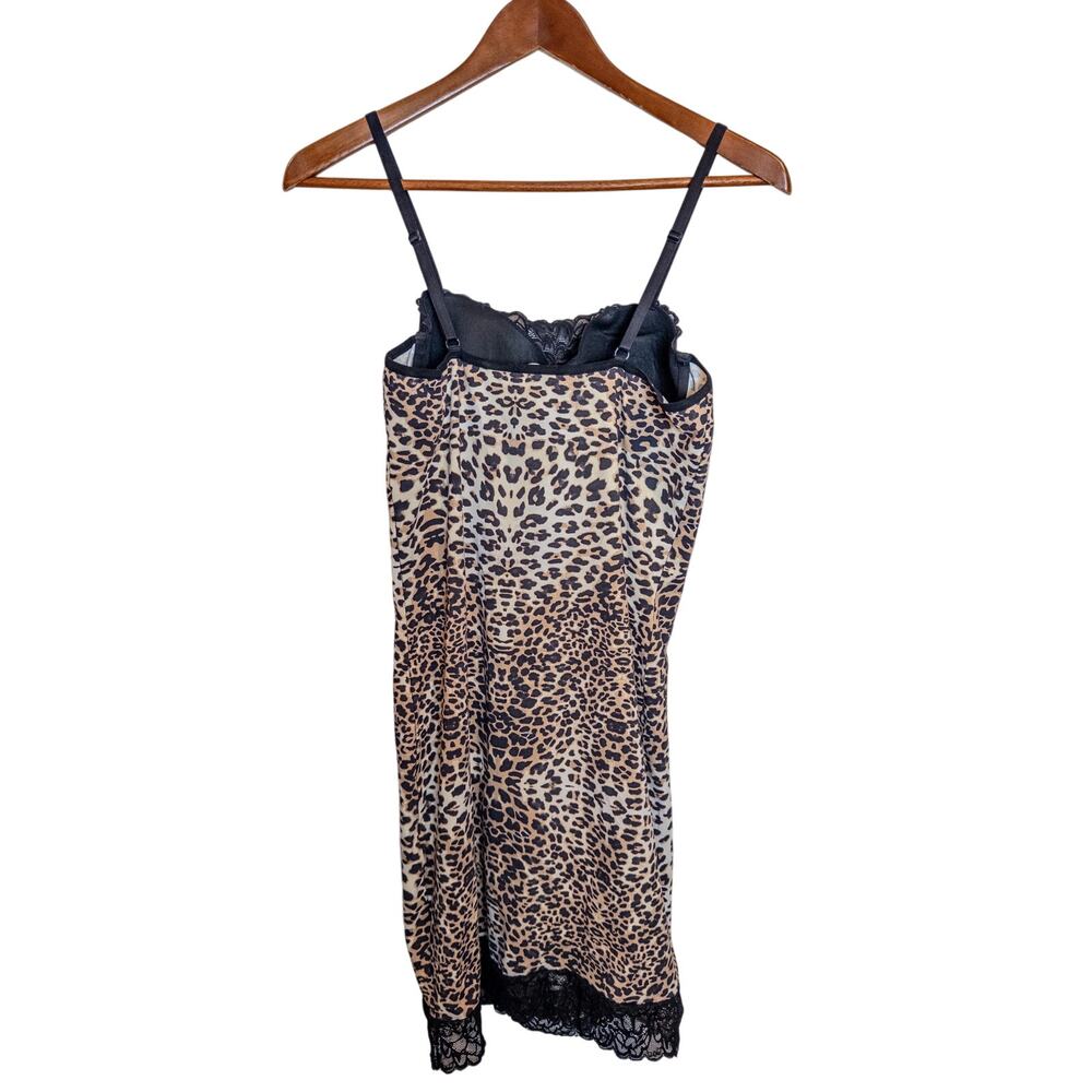 Shape FX Leopard Print Lace Trim Bodycon Shapewear Slip Dress Large - Picture 6 of 8